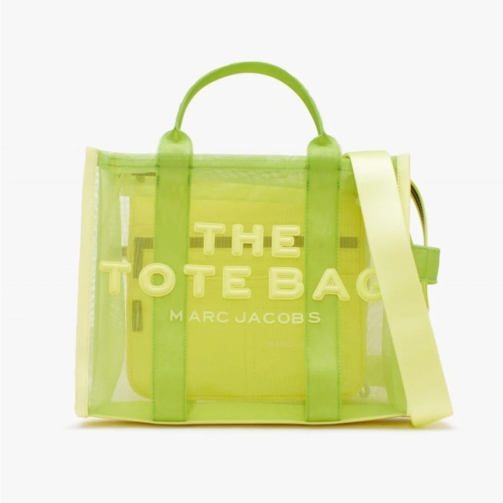 Marc Jacobs Nylon The Mesh Medium Tote Bag Fluo Yellow - Picture 12 of 17